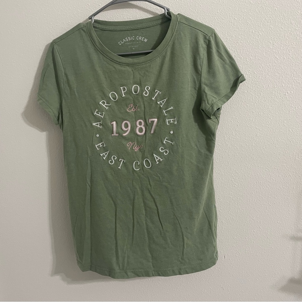 Aeropostale Green Embroidered Short Sleeve T-Shirt